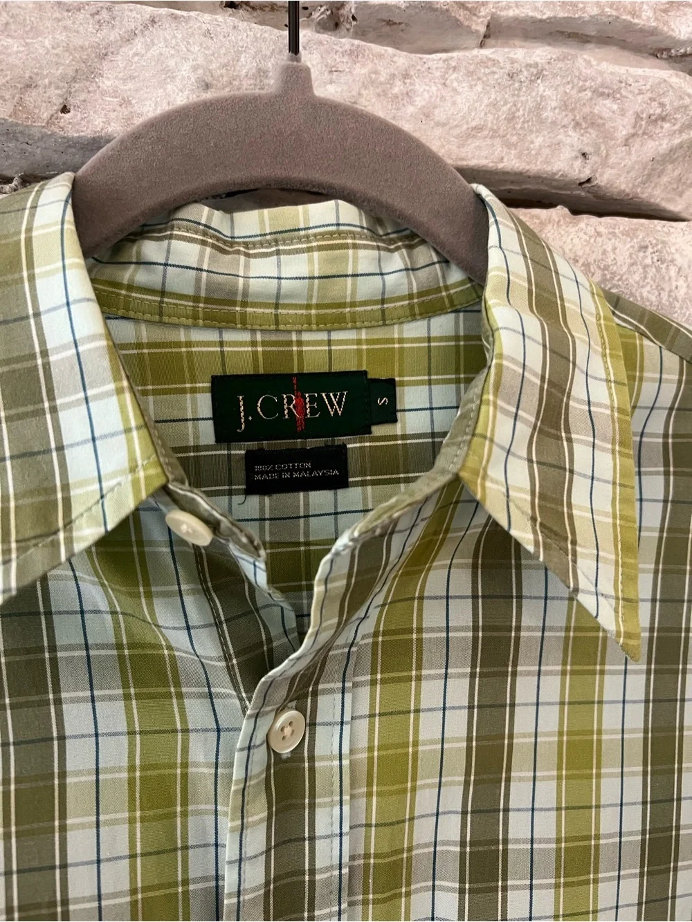J. Crew Olive Green Plaid Long-Sleeve Cotton Button-Down Shirt